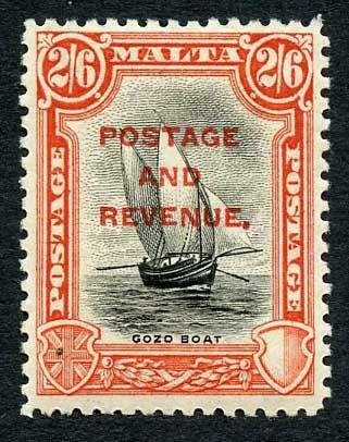 Malta SG188 2/6 Black and purple inscr Postage M/M Cat 27 pounds 