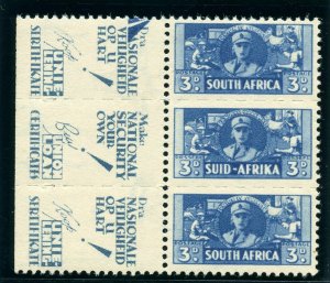 South Africa 1942 War Effort 3d blue superb MNH. SG 101. Sc 94. 