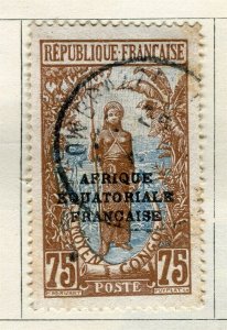 FRENCH COLONIES; CONGO 1924 early Pictorial issue fine used 75c. value