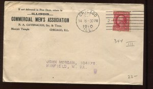 344 Schermack Used on Mens ASSN Masonic Temple Chicago  Cover MG28