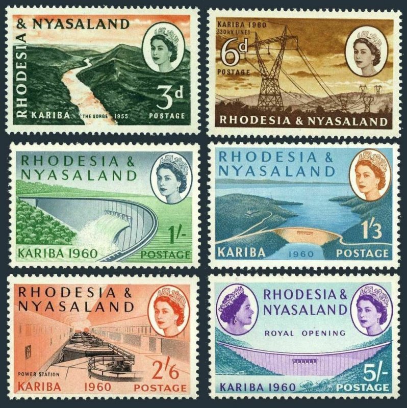 Rhodesia & Nyasaland 172-177, MNH. Mi 34-39. Kariba Gorge, Hydro Power Station.