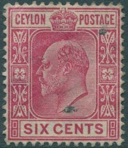 Ceylon 1903 SG269 6c carmine KEVII crown CA wmk MNG (amd)