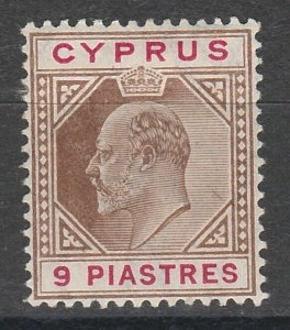 CYPRUS 1904 KEVII 9PI WMK MULT CROWN CA