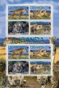 Uganda 2008 - WWF SPOTTED HYAENA - Sheet of 8 - MNH