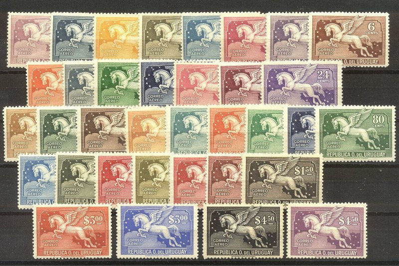 URUGUAY #C27-60 Mint (H) - 1929-43 Pegasus Set