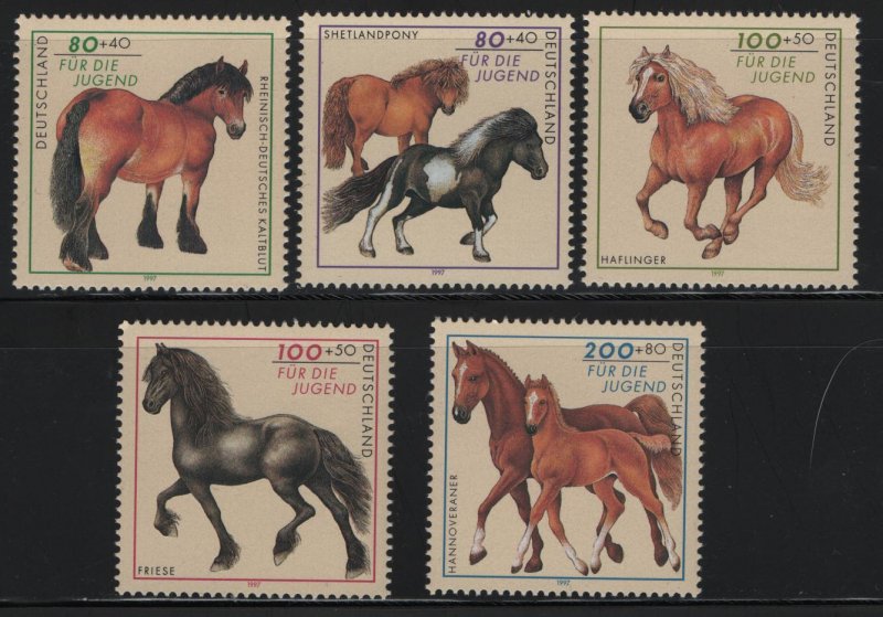 GERMANY, B813-B817, (5) SET, MNH, 1997, Horses