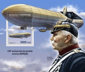 Central Africa - 2020 Zeppelin First Flight - Stamp Souvenir Sheet - CA200404b