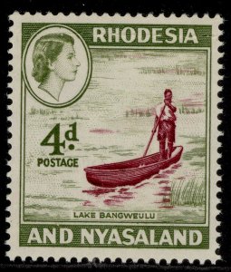 RHODESIA & NYASALAND QEII SG23, 4d maroon & olive, NH MINT.