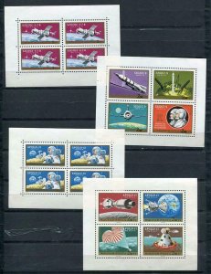 Hungary 1970 4 Sheets (Kleinbogen) Apollo 12-13 Sojuz 6-9 MNH Space 5234