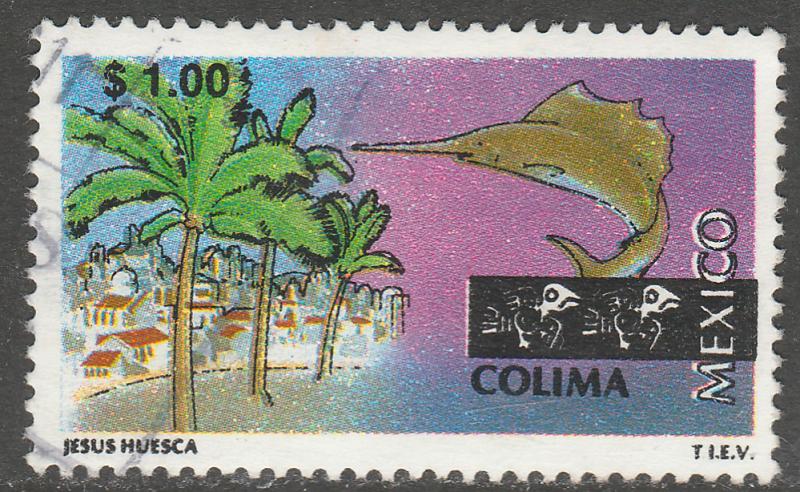 MEXICO 1960, $1.00 Tourism Colima, resort, fishing. USED. F-VF. (1483)