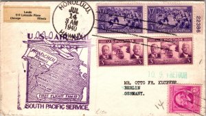 1940 Chicago IL USA Airmail  First Flight Cover FFC to Berlin Germany via Hawaii