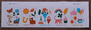 US #5807b (66c) Thinking of You MNH strip of 5 plate #B111111111 (2023)