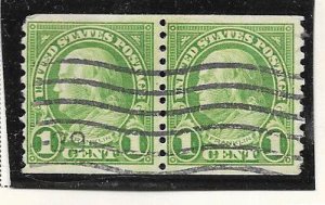 US# 597 1c Franklin ,green , coil pair, (MNH), CV. $0.25