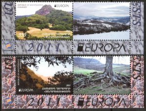 Armenia / Karabakh 2011 / 2012 Europa CEPT Visit Landscapes set 2 + Labels MNH