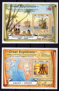 St.Vincent Grenadines 1988 Sc#604/605 Discovery of America by Columbus 2 S/S MNH