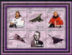 MOZAMBIQUE - 2002 - Astronauts, Airships - Perf 6v Sheet - Mint Never Hinged