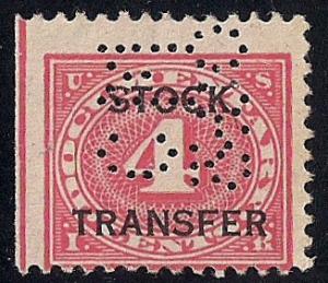 #RD3 4 cents Stock Transfer Stamp used F