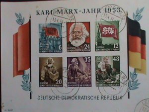 GERMANY DDR STAMP:1953 SC#144a  KARL MARX RAREST IMPERF: CTO S/S SHEET CTO USED