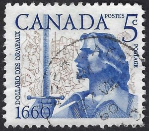Canada #390 5¢ Battle of Long Sault (1960). Used.
