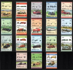 St. Vincent Union Island #142-63 ~ Short Set 18 of 22 Prs ~ Cars ~ MNH (1985-86)