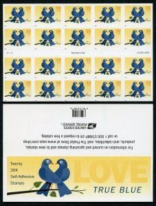 SCOTT  4029a  LOVEBIRDS  39¢  BOOKLET PANE OF 20  MNH  SHERWOOD STAMP