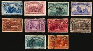 230-239 1c-30c 1893 Columbian Expo M&U 10 items