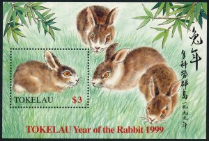 Tokelau 264, MNH. Michel 275 Bl.16. New Year 1999, Lunar Year of the Rabbit.