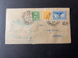 1934 Brazil Airmail First Flight Cover FFC Varig to Pelotas