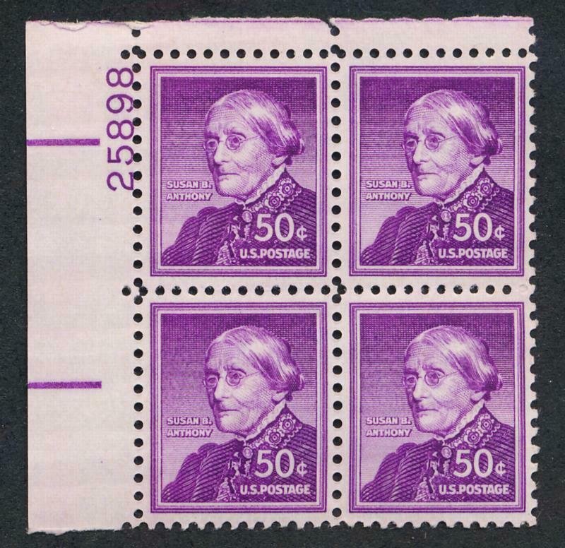 UNITED STATES 1051 MINT NH F-VF PLATE BLOCK 50c ANTHONY