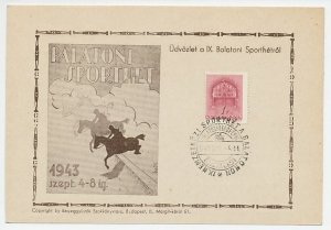 Postcard / Postmark Hungary 1943 International Sports Week at Lake Balaton