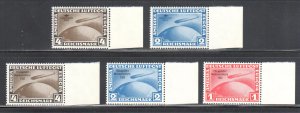 Germany 3rd Reich 1933 Zeppelin -- Set of 5 stamps Mint NH -- REPRINT