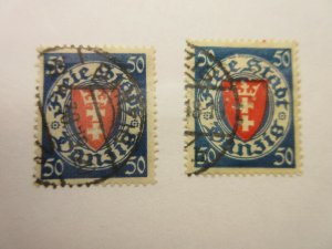 DANZIG  Scott  187 & 187b  USED  Cat $18.50