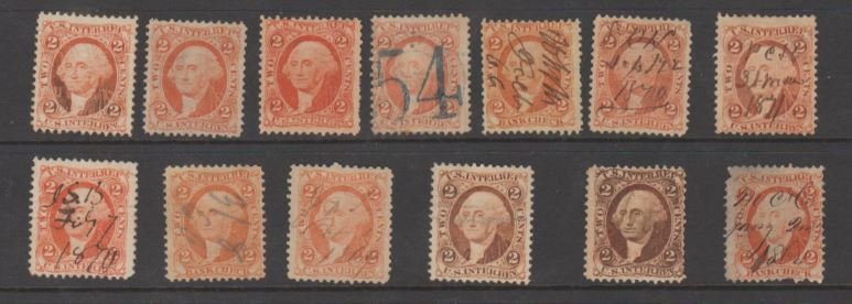 U.S. Scott #R6c/R15c Revenue Stamp - Used Set of 13