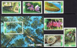 CUBA 2010 - Fauna - Flora - Birds - Orchid - MNH Set + Souvenir Sheet