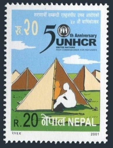 Nepal 698,MNH. UN High Commissioner for Refugee,50th Ann.2001.