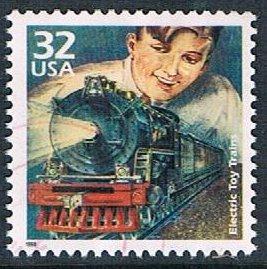 USA 3184d, 32c Electric Toy Trains, Used, VF.