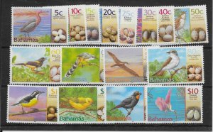 BAHAMAS SG1249/64 2001 BIRDS DEFINITIVE SET MNH