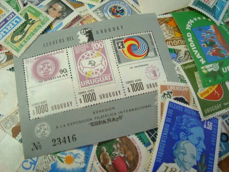 Big lot of Uruguay 1970ies MLH stamps high catalogue value very complete period 