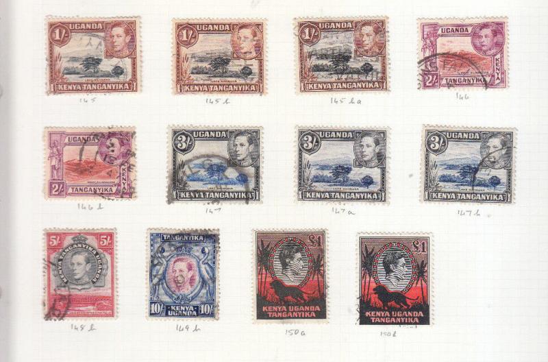 KENYA UGANDA TANGANYIKA 1938 pictorial set to £1 x2 includes variants USED