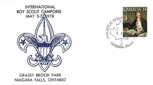 CANADA EVENT CACHET COVER INTERNATIONAL BOY SCOUT CAMPOREE GRASSY BROOK PARK '78