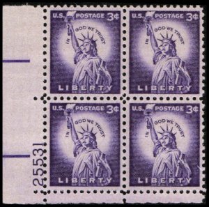 US #1035c LIBERTY MNH LL PLATE BLOCK #25531