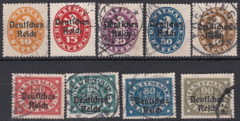 Germany Bavaria 1920 Used Over Prints 9 Items Cv £22+