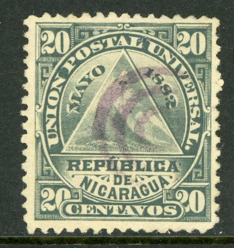 Nicaragua 1882 ABNC 20¢ w/ Concentric Circle Cancel  L741