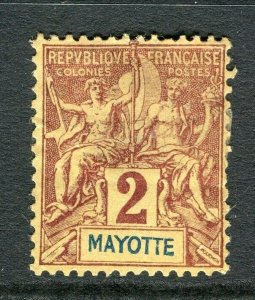 FRENCH COLONIES; MAYOTE 1890s early Tablet type issue Mint hinged 2c. value