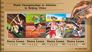 SIERRA LEONE - 2015 - World Athletics Champs - Perf 4v Sheet - Mint Never Hinged