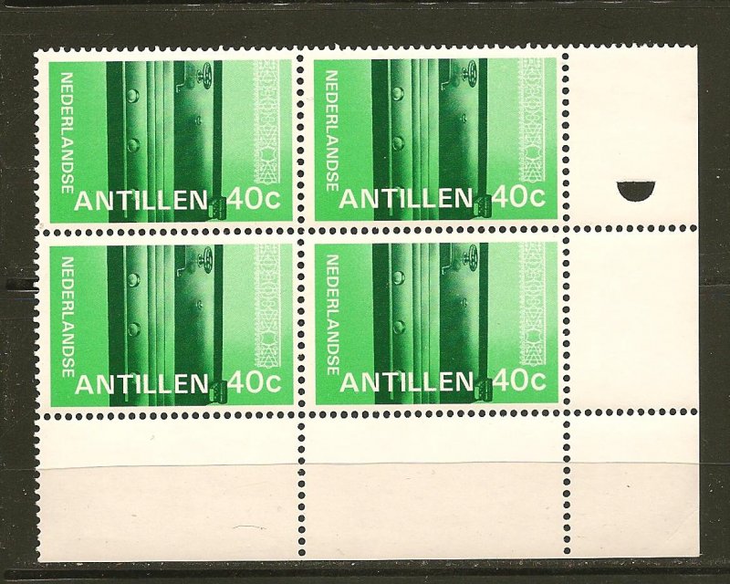 Netherlands Antilles Lower Right 40 Cent Stamp Block of 4 MNH