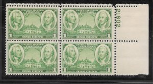 #785 MNH Plate Block