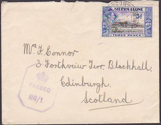 SIERRA LEONE 1943 cover to UK, QQ/1 local censor...........................67619