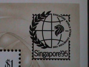 FIJI-1995-SINGAPORE'95 WORLD STAMP SHOW-COLORFUL LOVELY ORCHIRDS-MNH-S/S VF