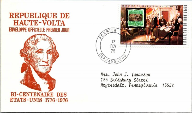 Republic of Upper Volta 1975 FDC - Bi-Centenary Of The United States - F12722